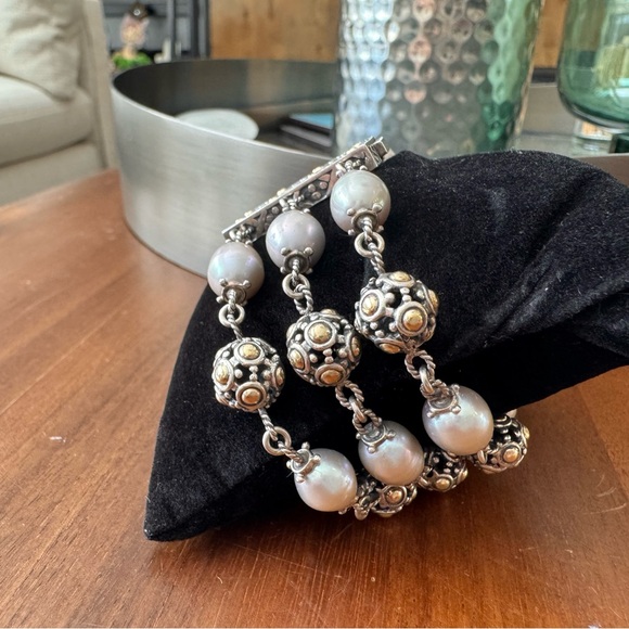 John Hardy Silver and Gold Multi-Strand Pearl Bracelet - Picture 9 of 12